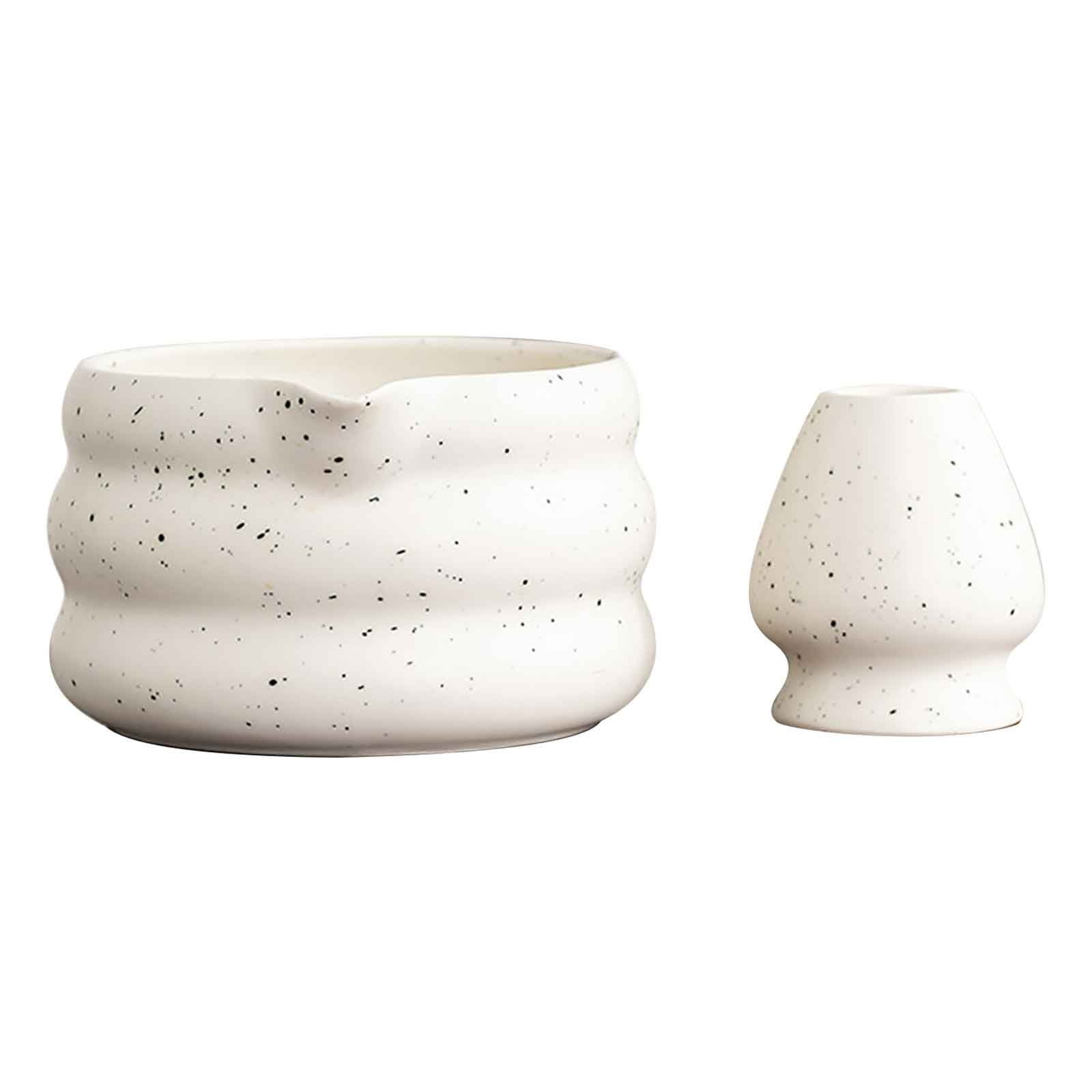 Ensemble de Bols à Thé en Céramique Matcha avec Points de Sable Glaçure & Bec Kit de Cérémonie du Thé Japonais Traditionnel Comprend Bol Fouet & Cuillère Ensemble de Thé en Céramique