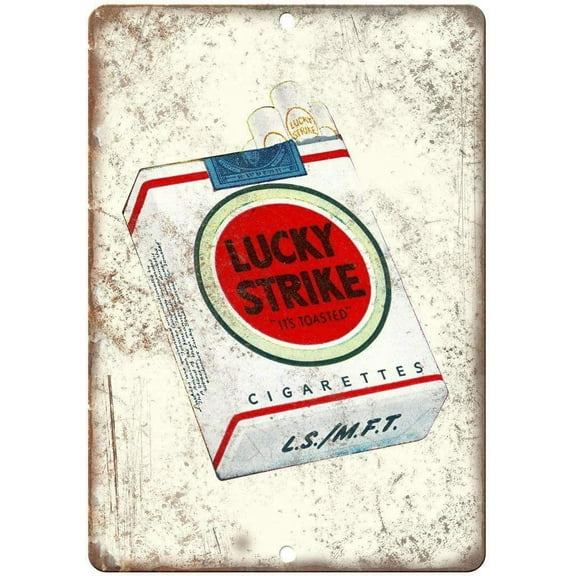 Lucky Strike Cigarette Pack Tin Sign Vintage Wall Poster Retro Iron Painting Metal Plaque Sheet for Bar Cafe Garage Home Gift Birthday Wedding