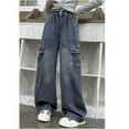 thumbnail image 6 of Spring Winter Baggy Jeans Girls Wide Leg Elastic Waist Multiple Pockets Cargo Pants Trousers Jeans Denim Long Pants For Children 5-14Years, 6 of 9