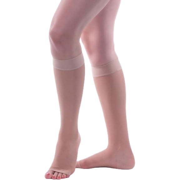 Allegro 20-30mmHg Essential 19 Sheer Support Open Toe Compression Sock - Unisex, Open Toe, Knee High Support Stockings