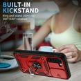 thumbnail image 5 of Galaxy S22 Case,Dteck Shockproof Rubber Slide Camera Lens Protection Hybrid PC Ring Holder Kickstand Card Slot Design Cover For Samsung Galaxy S22 5G,Red, 5 of 9