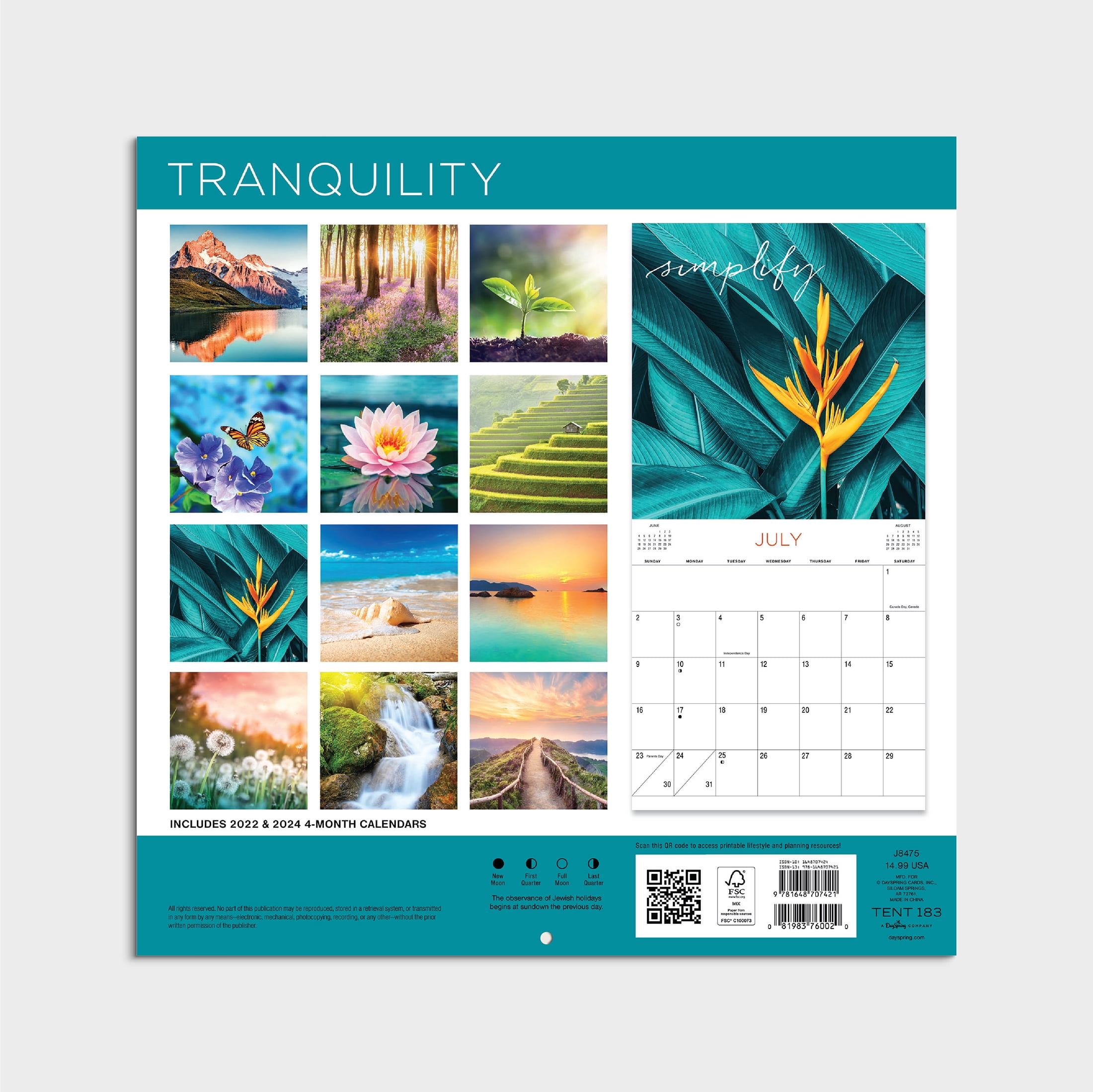 2023-12 Month Calendar-Tranquility 12x12 Hanging Wall Calendar by DaySpring