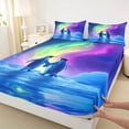 thumbnail image 3 of jejeloiu Cartoon Cute Penguin Full Size Sheets,Colorful Aurora Bed Sheets For Girls Boys 4 Pieces, 3 of 7
