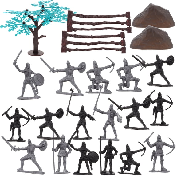 CIMAXIC Small Knight Figure Ancient Soldier Models Assorted Color 1 Set Plastic