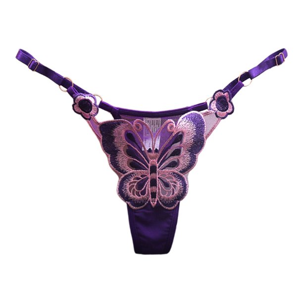 Gibobby Pantaleta de encaje para mujer Tanga de masaje con perlas de corte abierto para mujer(Morado,Talla única)