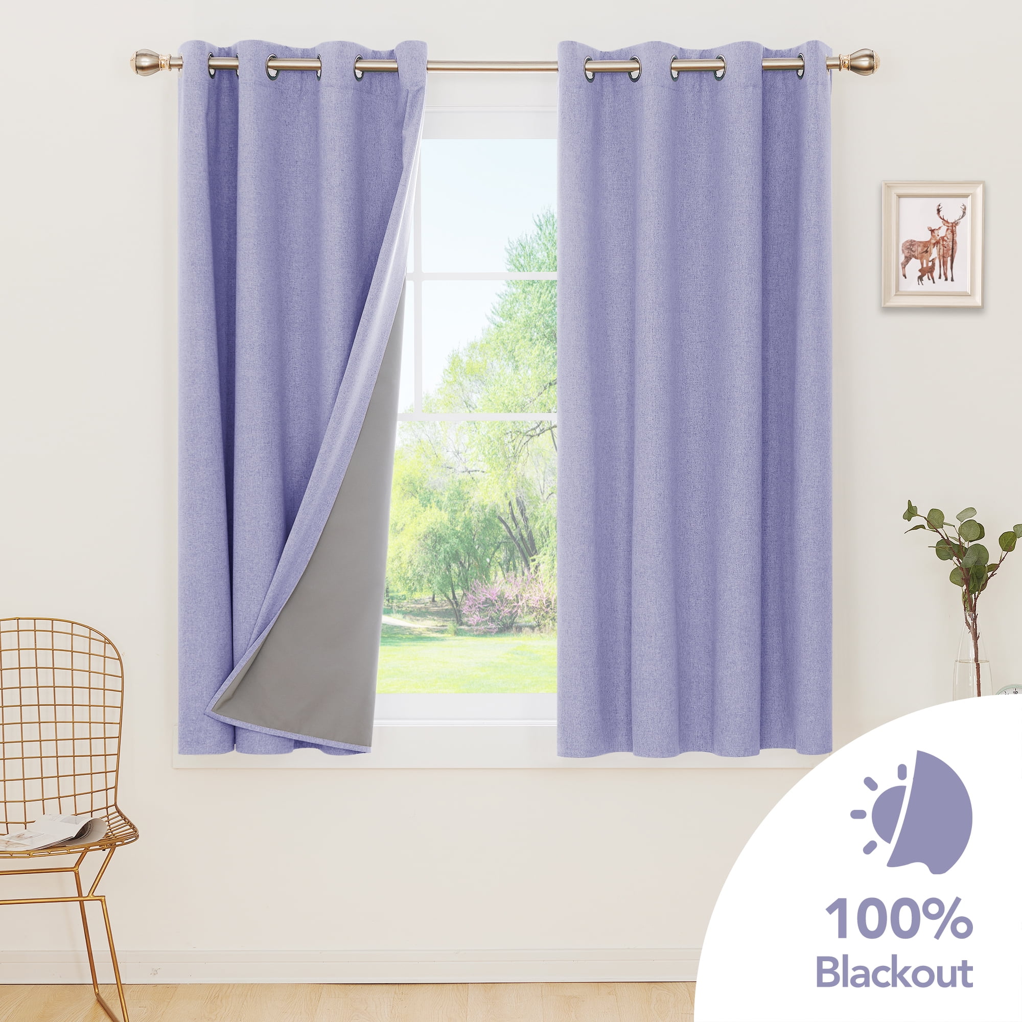 Buy Deconovo Total Blackout Curtains Set 54 inch 2 Pcs, Linen Look