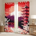 thumbnail image 2 of Homewish Tokyo Mount Fuji Black Out Curtains for Teens, Japanese Blossoms Flower Curtains Pack of 2 (42x63 Each), Red Pink Bedroom Curtains, Curtains Blackout Decor, 2 of 6