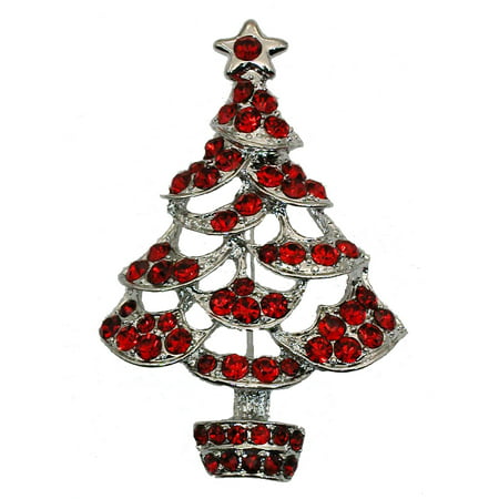 Faship Black Rhinestone Crystal Christmas Tree Pin