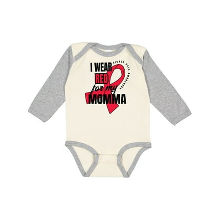 

Inktastic Sickle Cell Awareness I Wear Red For My Momma Gift Baby Boy or Baby Girl Long Sleeve Bodysuit