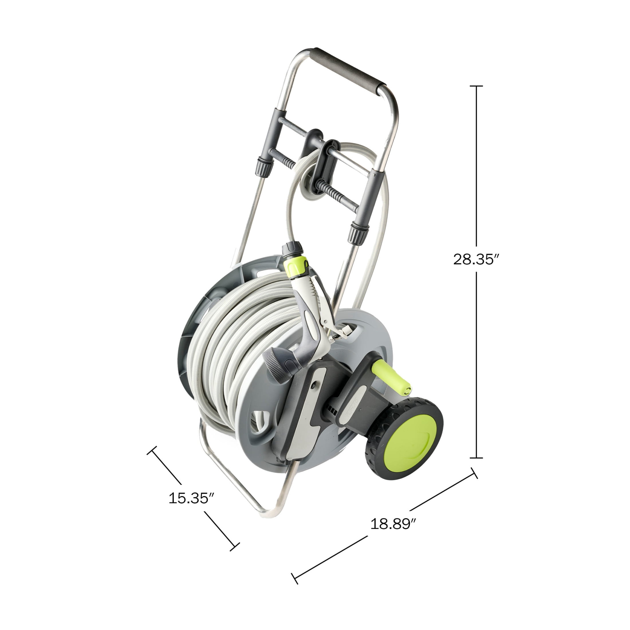 Kings County Tools Garden Hose Reel Cart with 100ft 5/8in Water Hose and Nozzle