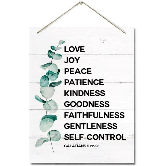 Zomyto Galatians 5:22-23 Decor Sign, Love, Joy, Peace Decor Sign, Hanging Printed Wall Plaque Wood Signs, Bible Verse, Fruit of the Spirit Sign, Scripture Wall Decor 10x8 inch