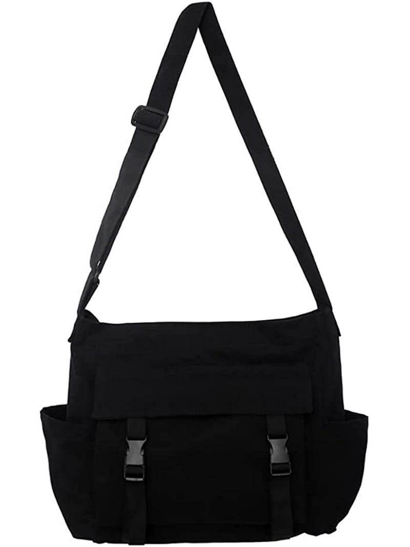 Canvas Messenger Bag Large Hobo Crossbody Bag with Multiple