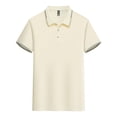 thumbnail image 4 of FRSASU Womens Polo Shirts Short Sleeve Button Lapel Collared Summer Tops Business Casual Basic Tees Beige L(L), 4 of 5