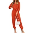 thumbnail image 1 of Mono Enterizo PRETTYGARDEN con Cuello en V y Cinturón Naranja Talla M, 1 of 7