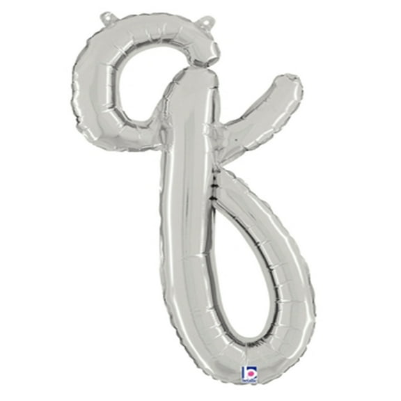 24 inch Script Letter Q Silver (Air-Fill Only) Betallic Foil Mylar Balloon - Party Supplies Decorations