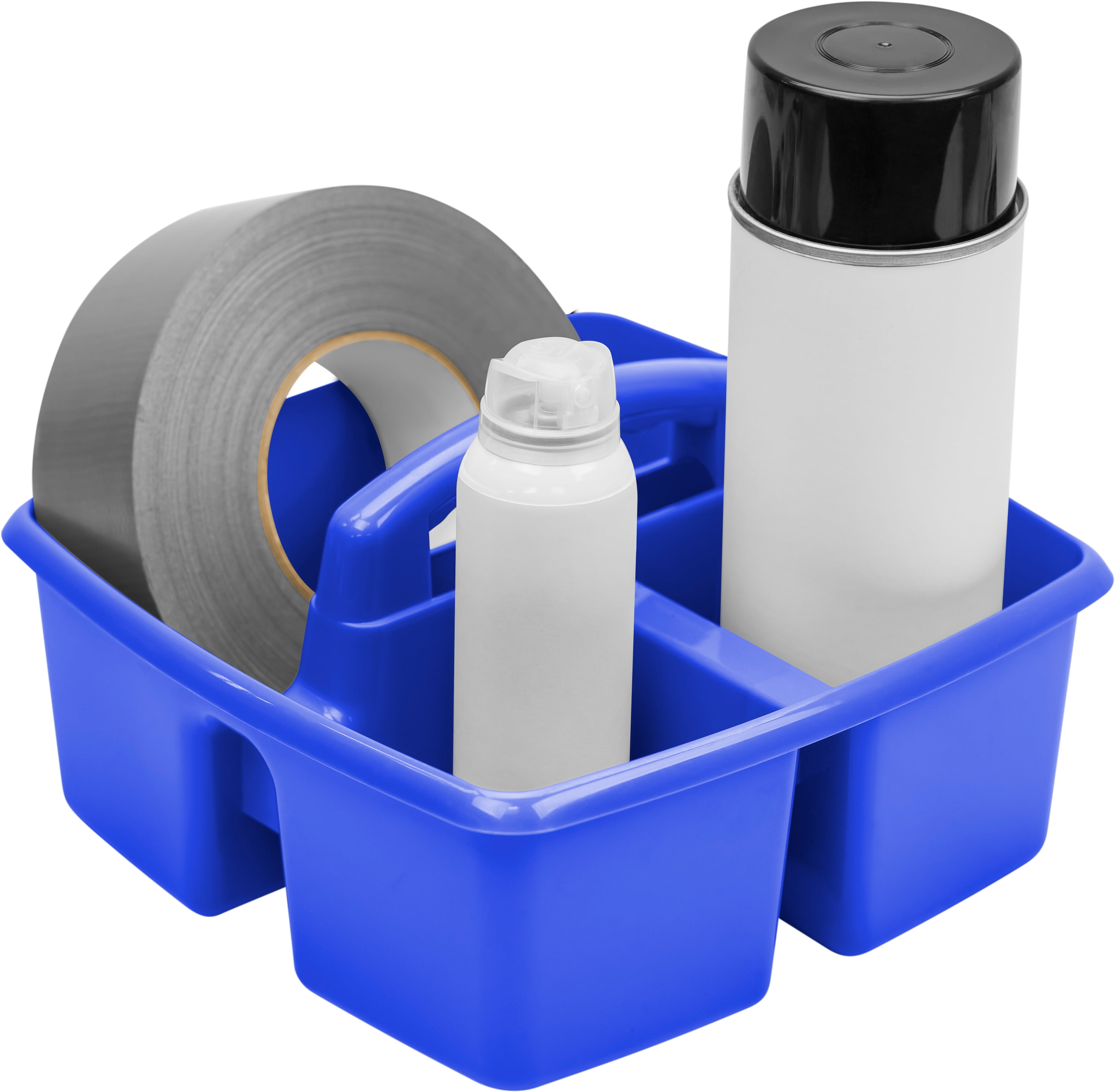Storex Plastic Desktop Organizer Caddy with Handle, Blue, 6-Pack