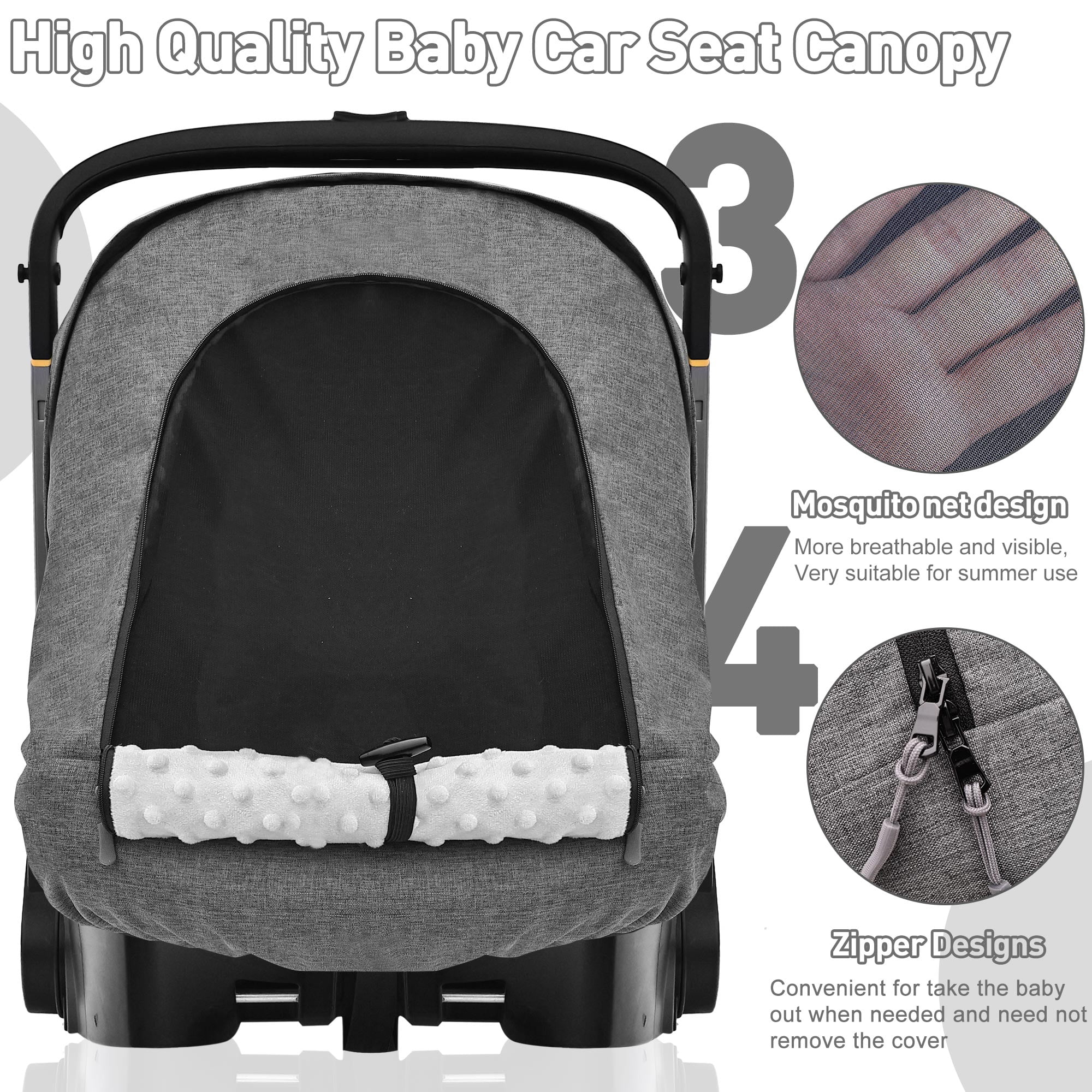 Waterproof Baby Car Seat Cover Compatible with Doona Car Seat and Stroller,Patented Windproof Car Seat Canopy for Boys & Girls, Keeps Babies Warm and Cozy(Gray)