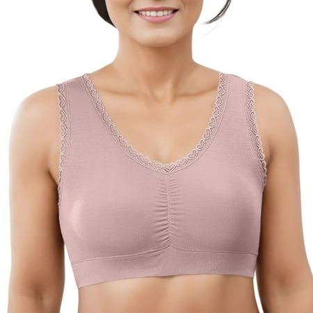 OJSFQUFP Plunge Bralette Rose Gold Women s Comfortable and Sexy Cordless Tank Top Bra Large High Elastic Thin Sports Bra Basic Everyday Bra L2