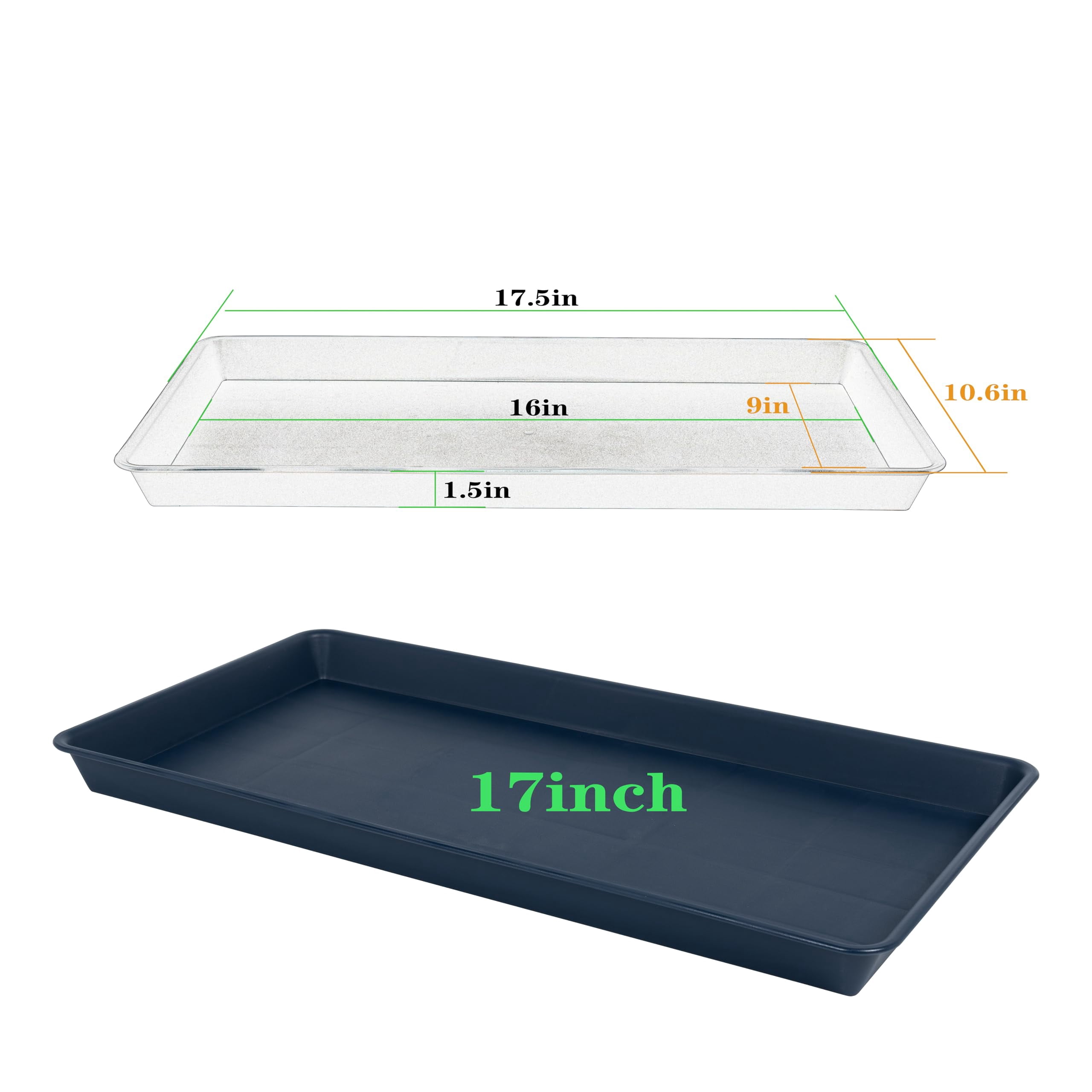 Plant Saucer Growing Tray Set 2-Pack 11x9 Inch Heavy Duty Plastic Seed Starter Trays with Drainage for Indoor Outdoor Pots Gardening Supplies