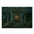 thumbnail image 1 of Gothic Cutting Board, Roman Pavilion Lantern Ivy Pillars Dome Medieval Architecture Mystic Theme, Decorative Tempered Glass Cutting and Serving Board, Small Size, Petrol Blue Orange, by Ambesonne, 1 of 1