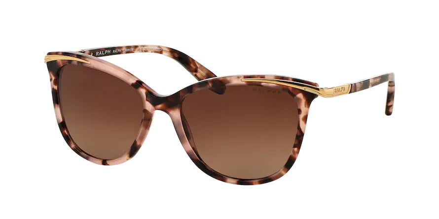 Ralph by Ralph Lauren RA 5203 Plastic Womens Cat-Eye Polarized Sunglasses Shiny Pink Tort & Gold 54mm Adult