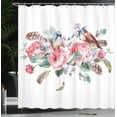 thumbnail image 4 of Ambesonne Flowers Shower Curtain, Vintage Roses Birds, 69"Wx84"L, Coral and Reseda Green, 4 of 5