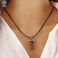 thumbnail image 2 of Trayknick Faux Gemstone Rock Natural Quartz Healing Point Chakra Reiki Pendant Rope Necklace Purple, 2 of 13