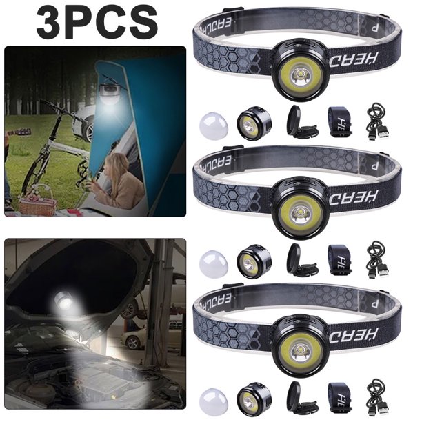 3 Uds 4 en 1 Linterna Recargable Mini Linterna Recargable Clip Tapa para Camping