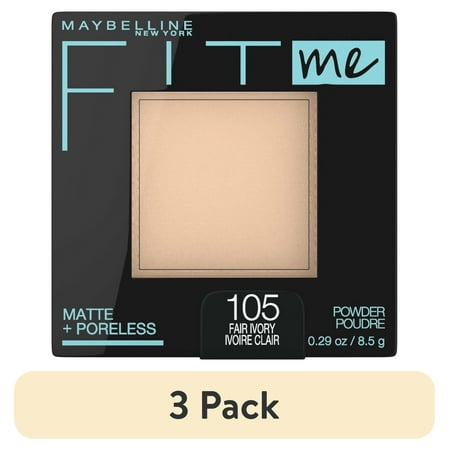 (3 pack) Maybelline Fit Me Matte + Poreless Pressed Face Powder Makeup Fair Ivory 0.29 oz.