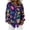 Blue, variant on Women's Carnival Shirt, Carnival Print Long Sleeve Top, Button Down Festival Blouse, Comfortable Stretch Fabric, for Party Casual Wear
