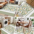 thumbnail image 5 of Sage Green Daisy Area Rug 4x6 FT, Non Slip Kids Room Carpet, Farmhouse Floral Green Striped Washable Soft Floor Carpet Non-Shedding Throw Rug for Dorm Kitchen Study Room Home Office Bedside, 5 of 9