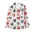 thumbnail image 6 of REORIAFEE Womens Pajamas Set 2 Pack Valentine's Day Heart Graphic Lapel with Buttons Pockets Pajama Sets Long Sleeve Shirt and Pants Pjs Set Soft 2 Piece Loungewear Gifts Suits White XXXL, 6 of 7