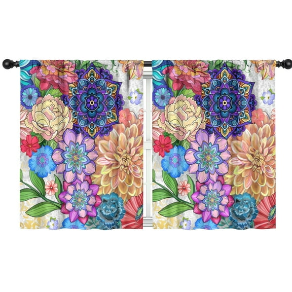 Blackout Kids Curtains,Boho Bohemia Pioneer Flower Childrens Insulated Curtains Set Of 2,Bedroom Essentials,Toddler Room Decor 42"x54"(106x137cm)