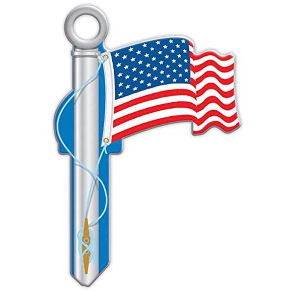 Llave en blanco con forma de llave de Lucky Line HOME House KW1/11 con forma de bandera estadounidense