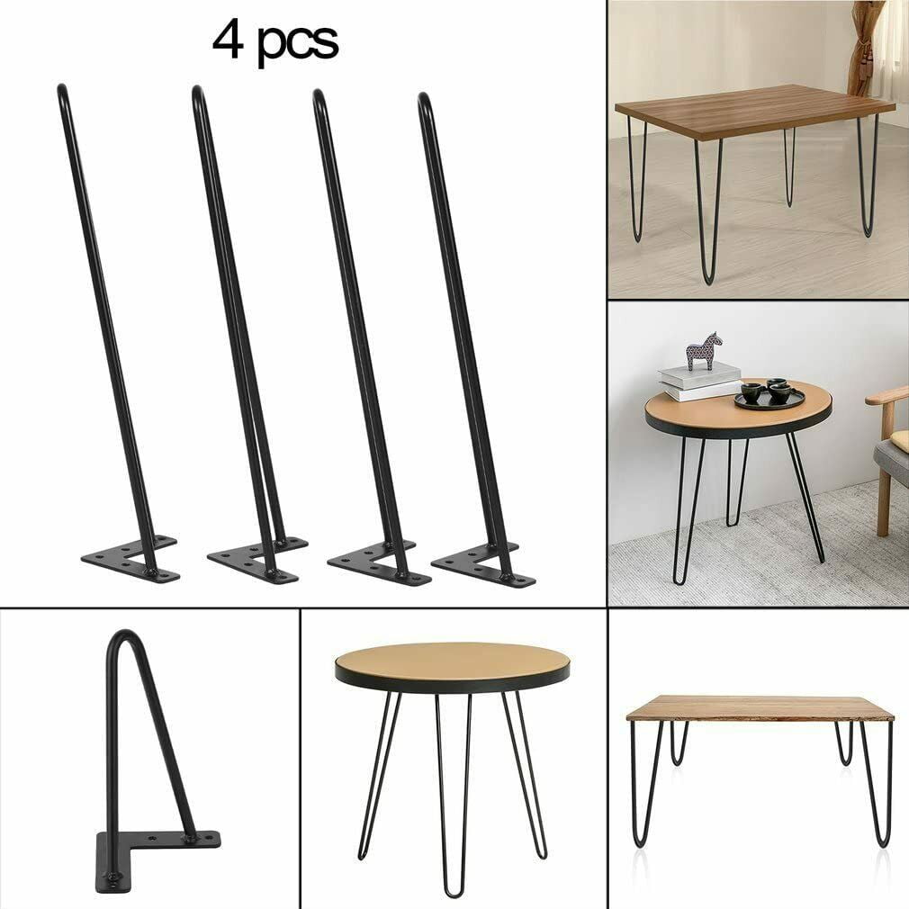 28" 30" Black Hairpin Coffee Table Legs Solid Iron DIY 3 Rods Table Leg Set of 4 