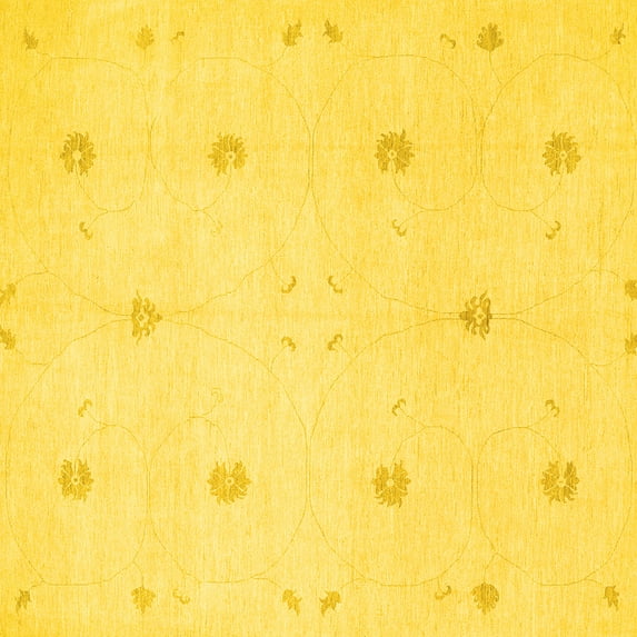 Ahgly Company Indoor Square Solid Yellow Modern Area Rugs, 7' Square
