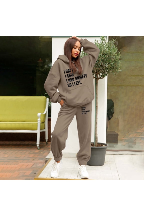 Women's Two Piece Pants Set With Cute English Print Long Sleeve Hooded Sweatshirt Mike Pants Women Elegant Jumpsuits for Women Evening Party Misses Pant Suits Womens Snowboard Bibs Snow Suit plus Size