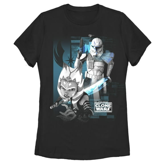 Women's Star Wars: The Clone Wars Ahsoka Grayscale Glow Graphic Tee Black 2X Large