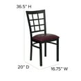 thumbnail image 5 of Emma + Oliver Black Window Back Metal Restaurant Chair - Burgundy Vinyl Seat, 5 of 11