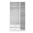 thumbnail image 6 of 3-Door Mirror Wardrobe Cabinet Closet with 2 Drawers and Top Cabinet &Storage Shelves and Hanging Rail, Bedroom Organizer, White, 6 of 7
