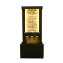 Hi-Line Gift Ltd. Zinc Metal Fountain with Stone Brick and LED Lights - Outdoor