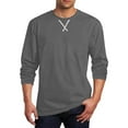 thumbnail image 2 of Long Sleeve Shirts Men Casual Gym Workout Fitness T-Shirt Big and Tall Men Loose Basic Solid Crewneck Tops Tees, 2 of 5