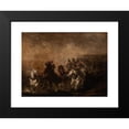 thumbnail image 2 of Piotr Michałowski 14x12 Black Modern Framed Museum Art Print Titled - Artillery Crossing a Stream (1835), 2 of 5