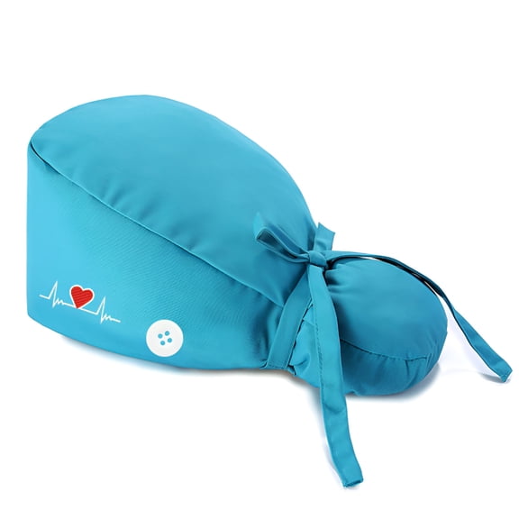 TELOLY Scrub Caps Women Men Dentist Nursing Hats Bouffant Nurse Hats Ponytail Turban Hats with Buttons Working Hat with Adjustable Tie Sweatband,Sky Blue One Size