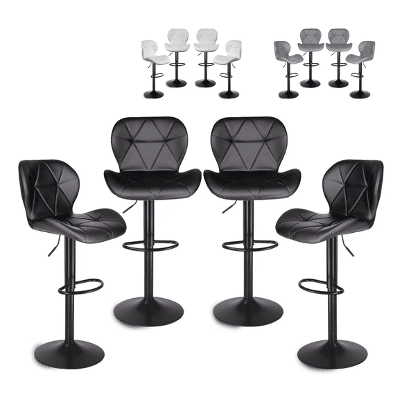 Set De 4 Bancos De Cocina Barra Silla Taburete Respaldo Alto