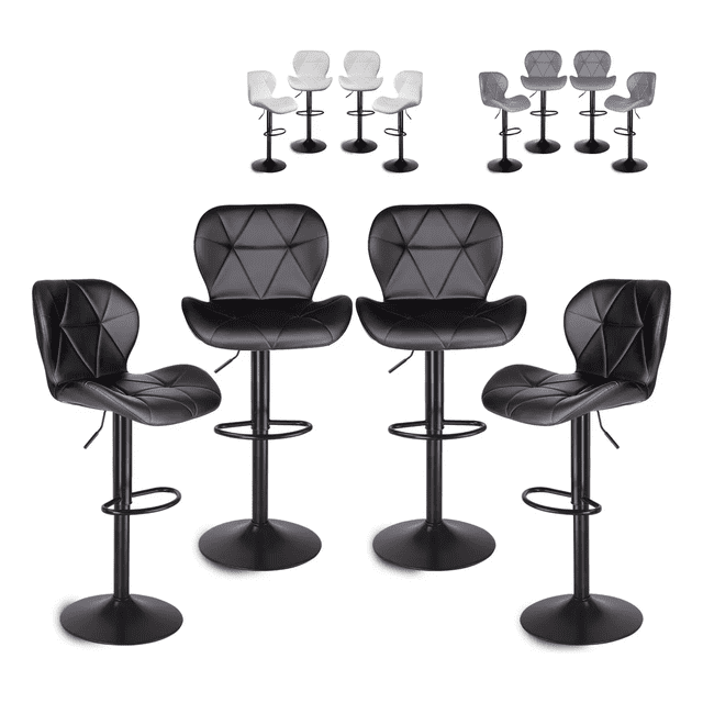 Set De 4 Bancos De Cocina Barra Silla Taburete Respaldo Alto