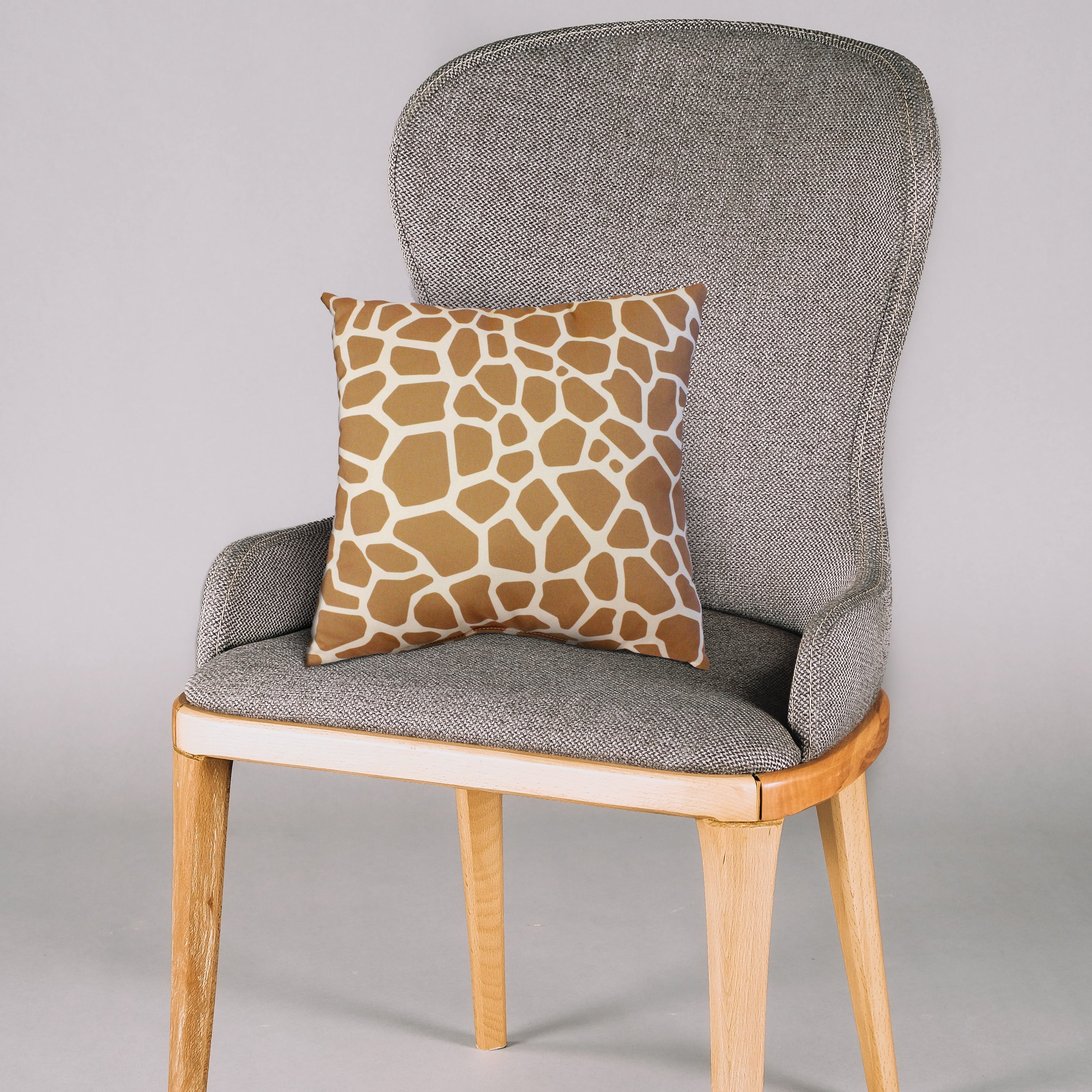 Everything Comfy Giraffe Print Decorative Throw Pillow, 16x16 Inch, Light Brown,