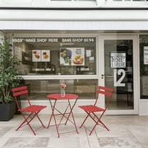 Premium Steel Patio Bistro Set, Folding Outdoor Patio Furniture Sets, 3 Piece Patio Set of Folding Patio Table and Chairs,Red