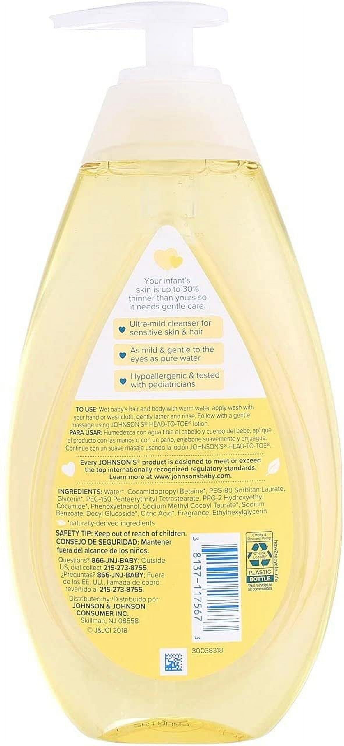 Johnsons Baby Head-To-Toe Wash & Shampoo 16.9 Ounce Pump 500ml 3 Pack