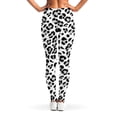 thumbnail image 2 of White Leopard Print Leggings, Leopard Wide Animal Sexy Yoga Leggings For Women., 2 of 5